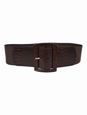 Calvin Klein Mock Croc Wide Elastic Waist Belt Brown S/M‎